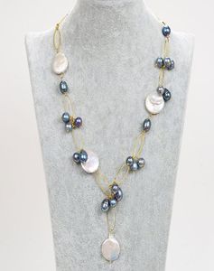 GuaiGuai bijoux blanc pièce perle noir riz perle chaîne collier fait à la main pour les femmes vraies pierres précieuses pierre dame mode bijoux 7074968