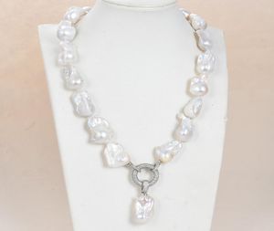 Guaiguai sieraden witte keshi parel ketting cz hanger handgemaakt voor vrouwen echte edelstenen stenen dame mode Jewellery2034379