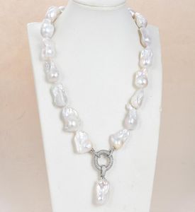 Guaiguai sieraden witte keshi parel ketting cz hanger handgemaakt voor vrouwen echte edelstenen stenen dame mode Jewellery8560737