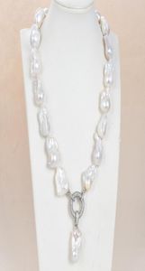 GuaiGuai bijoux blanc Keshi collier de perles CZ pendentif fait à la main pour les femmes de vraies pierres précieuses pierre dame bijoux de mode 8932602