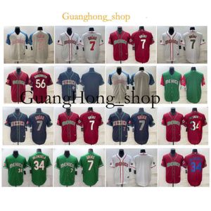 guanghong Julio Urias 2023 Équipe Mexique WBC Jersey World Baseball Classic Fernando Valenzuela Randy Arozarena Blanc Vert Rouge Noir Taille Rare