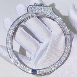 Bracciale con manette con diamanti Moissanite ghiacciato in oro bianco massiccio 10K di Guangzhou splendente