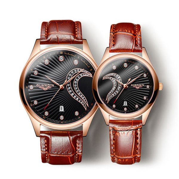 GUANQIN 2019, reloj de diseño creativo para hombres y mujeres, reloj resistente al agua de cuero, reloj con correa de malla delgada, reloj para mujer, reloj femenino