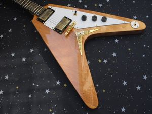 Envío gratis garantizado 100% de alta calidad Custom Shop Nature Wood Flying V Jim 1005 guitarra eléctrica