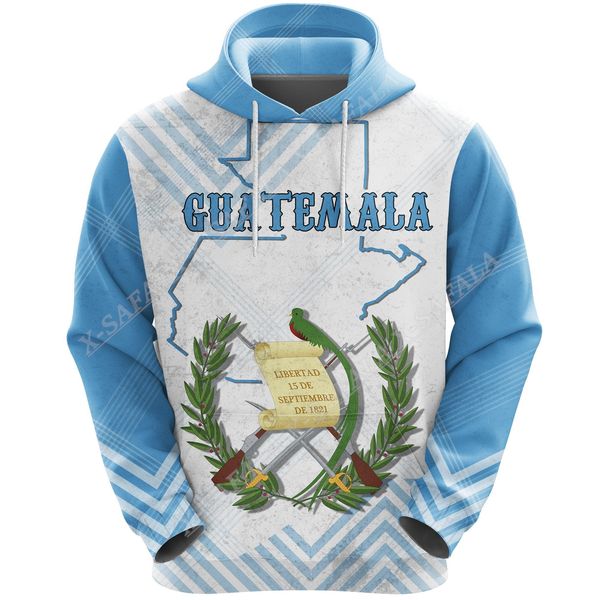 Cubo de brazos de la bandera de Guatemala Cazón 3D impresión con capucha Hombres de sudadera con capucha de camiseta con capucha