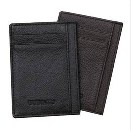 GUBINTU GORIEAU CUIR MEN MIL SLIM FRANT POCKET CARTE CRÉDIT SUPER CARDE CARDE MASSE SUPPORTE