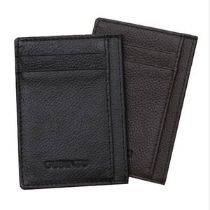 GUBINTU en cuir véritable hommes mince poche avant porte-cartes crédit Super mince mode porte-carte trave portefeuille tarjetero hombre331c