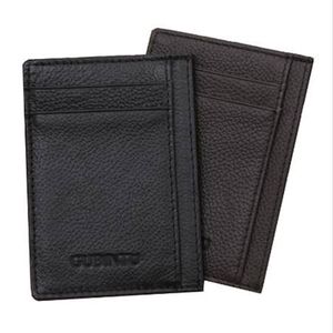 GUBINTU en cuir véritable hommes mince poche avant porte-cartes crédit Super mince mode porte-carte trave portefeuille tarjetero hombre2350