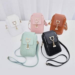 Sacs à bandouliers 2024 Femmes portefeuilles tisser Pu Leather Crossbody Phone Phone Phone Sac Pearl Tassel Carte Holders Wallet Handsbag Pockets Girls