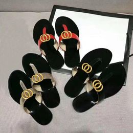 Sandales de luxe pour femmes, chaussures d'été, larges, plates, glissantes, tongs, boîte à fleurs, taille 35-45