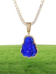 Pendentif Bouddha bleu gucy avec baguette AAA Cumbic Zircon Hiphop Collier Tennis Chaîne Hip Hop Punk Jewelry CX200721243Y6151021