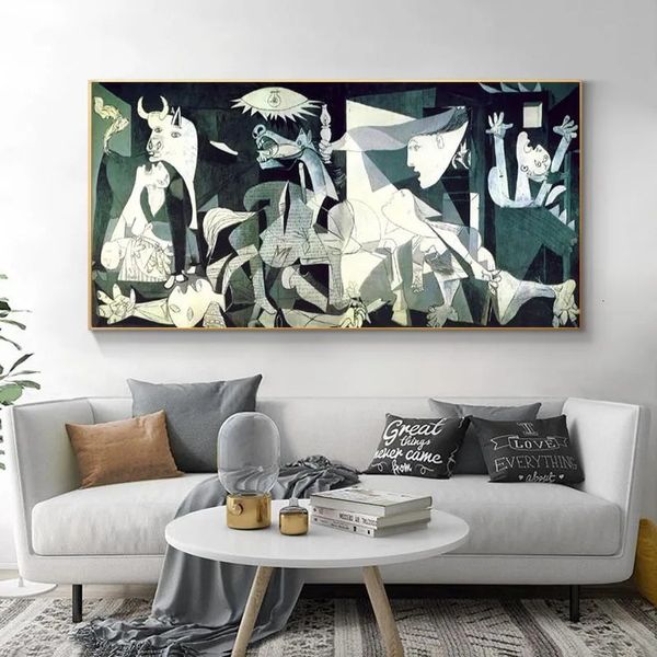 Guernica de Picasso, reproductions de peintures sur toile, affiches et imprimés d'art mural célèbres, décoration de maison, 240327