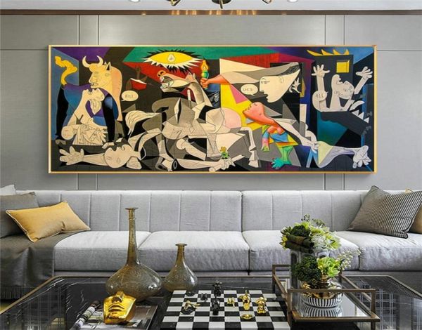 Guernica by Picasso Canvas Pintings Reproductions Famosos carteles de arte de pared de lona y estampados Picasso Decoración de la pared del hogar8075877