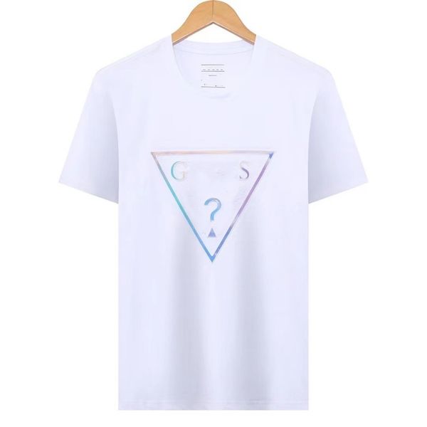 GUESSshirt chemises pour hommes designer mode triangle lettre point d'interrogation conception respirant 100 coton simple et décontracté polyvalent 23 été mans t-shirt hommes vêtements