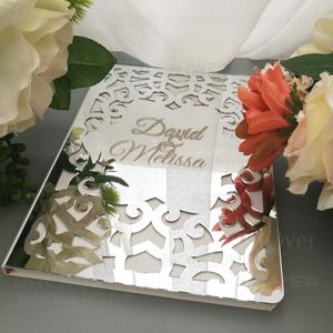 Livre d'amis Wedding Mirror personnalisé Party White Signature DÉCORS CADEAUX BLAND NOMS NOMS DATE DATE LASER Cut Royal Retro Vintage G004