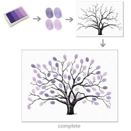 Signe d'invité avec pad encre, arbre d'empreintes digitales