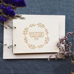 Gastenboek gepersonaliseerd bloemenbloem houten foto album familie jubileum cadeau voor ouders op maat gemaakte houten bruiloft gastenboek