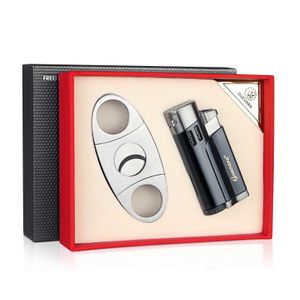 GUEVARA – ensemble coupe-cigare coupe-vent, torche Jet flamme sans gaz, Mini accessoires en métal Butane avec poinçon, boîte cadeau