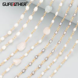 GUFEATHER C71sieraden accessoirespass REACHnikkelvrij18k verguldnatuursteen parelkralendiy ketting1m/partij 240315