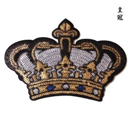 Gugutree borduurwerk Paillette Big Crown Patches Parse Emperor Patches Badges Applique Patches voor kleding11359977