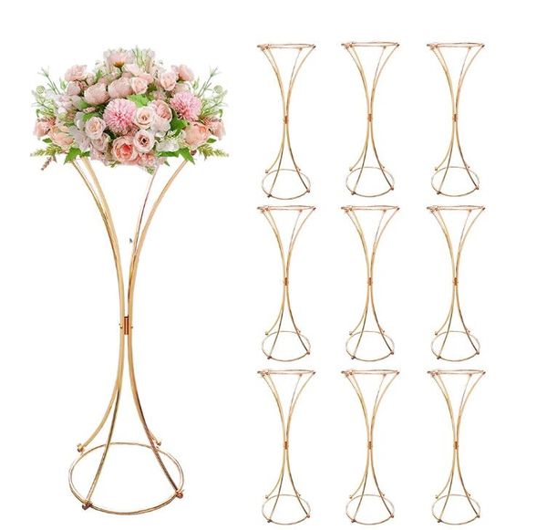 Guide de mariage décoration de fleurs 80cm 100cm stand de fleur guide guide Gold Vases t Road Lead Wedding Centrophitce Flowers Rack