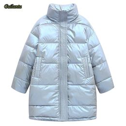 Guilantu Chaqueta de invierno Mujer Abajo Algodón Acolchado Abrigo largo Mujer Tallas grandes Cuello alto Abrigo Invierno Negro Parka Mujer 201103