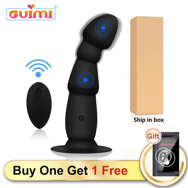 GUIMI Anal Plug Vibrator Wireless Remote Prostate Massager Ventouse Masturbateur Masculin Gode Anal Plug Sex Toys pour Adultes Y200409