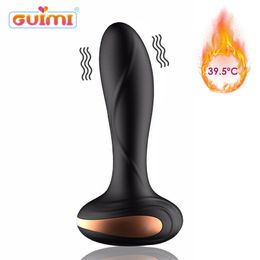 Guimi Verwarming Dildo Anale Vibrator Voor Heren Prostaat Massager Butt Plug Mannelijke Masturbator Erotische Goederen Anale Speeltjes voor Volwassenen Y200421