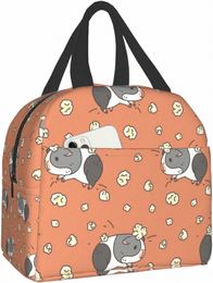 cavia met popcorning Lunchbox Geïsoleerde lunchboxen Waterdichte lunchtas Herbruikbare draagtas met voorvak voor strand C6aL #