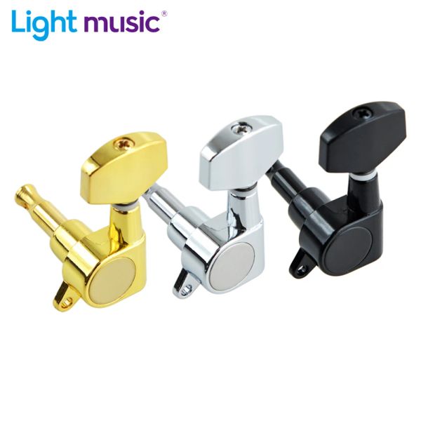 Guitar 1 juego de 6 piezas Big Square Selled Tuning Pegs Keys Tuners Machine Heads para guitarra eléctrica Negro/Oro/Cromo