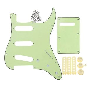 Guitare 11 trous st sss pickguard guitare pickguard set mint green avec couvertures de ramassage blanches vieilles, boutons, accessoires de guitare de pointe commutation