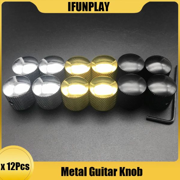 Guitarra 12pcs metal de guitarra de guitarra tono perilla eléctrica bajo timbre timbra de potenciómetro con agujeros accesorios de guitarra eléctrica