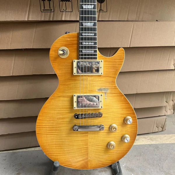Guitare 1959 Hommage à Gary Moore Peter Green Smoked Sunburst Relic Electric Guitar Flamed Maple Top One Piece Body and Neck