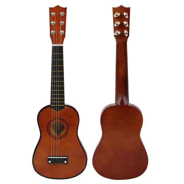 Guitarra 21 pulgadas de barbería de barras 6 cuerdas Pequeños instrumentos musicales de guitarra acústica para niños Juguete de aprendizaje para principiantes