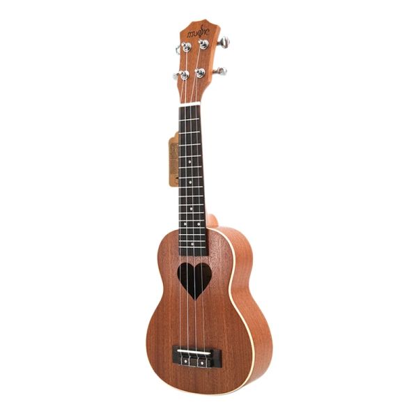 Guitare 21inch ukulélé soprano quadrumings hawaii mini guitare ukuléle acoustique guitare coeur motif pour débutants adultes starter