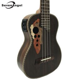 Guitare 23/26 pouces Concert/ténor électrique acoustique ukulélé raisin trou sonore 4 cordes guitare hawaïenne ukelele en palissandre avec micro EQ