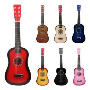 Guitarra Ukelele soprano de madera de 23 pulgadas Guitarra multicolor Ukelele de 6 cuerdas Bajo con bolsa para niños principiantes Instrumento musical de regalo