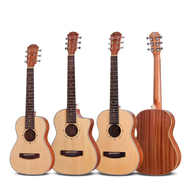 Guitarra 30 34 pulgadas guitarra 6 cuerdas de metal abeto picea asperata mini electric de guitarlele barítono viaje guitalele acústico ukulele