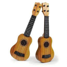 Guitare 35cm yukrili qin childrens guitare music jouet 4 acier cordes avec palettes de paddle éducation précoce d'apprentissage instrument de musique wx