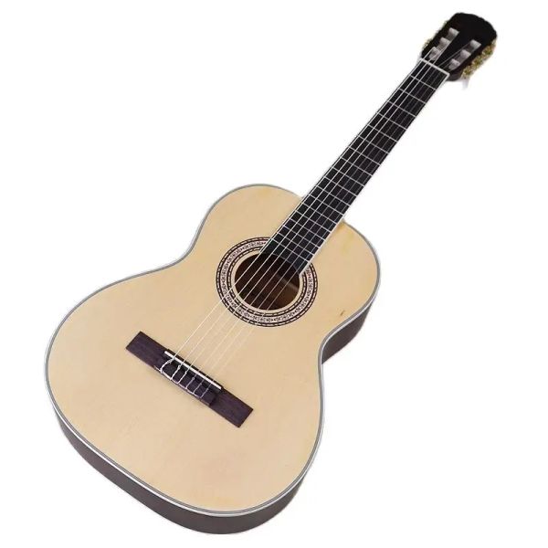 Guitare 36 pouces guitare classique couleur naturelle pleine taille conception de guitare en bois finition mate mate à 6 étages guitare classique avec petit défaut