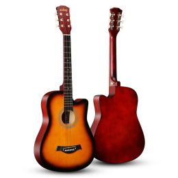 Guitare Guitare acoustique folk 38 ''pour étudiants en voyage débutants adultes boutons entièrement fermés Guitarra 6 cordes guitare guitare folk 38 pouces