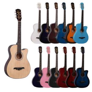 Guitarra de 38 pulgadas guitarra folk para principiantes guitarra acústica 6 cuerdas estudiantes accesorios de instrumentos musicales fábrica al por mayor