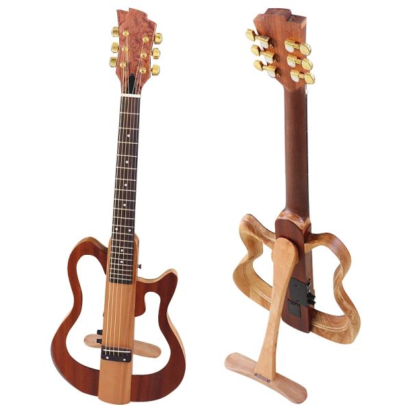 Guitare 39 pouces silence guitare acoustique Full Canada Maple Wood Body un côté peut pliable 6 étages folk guitare silencieuse avec support