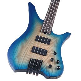 Gitaar 4 string Headless Electric Bass Guitar 39 inch basgitaar Good Handwerk blauw Paarse Basswood Body Nieuwe aankomst