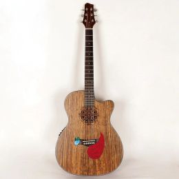 Guitare 40 pouces électrique acoustique guitare mate finition de fleur trou de son fleur 6 cordes hickory body folk guitare with eq