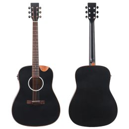 Guitare 41 pouces 6 cordes acoustique électrique guitare folk guitare noire marron en train de conception guitarra avec coin radion livraison gratuite