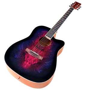 Guitare 41 pouces guitare acoustique 6 étages couleur naturelle guitare guitare complète basswood corps haut brillant cutaway design guitarra