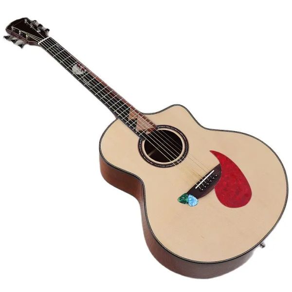 Guitare 41 pouces guitare acoustique haute finition brillante en bois massif en bois haut 6 cordes solide sapele backplane folk guitare folk