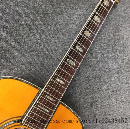 Guitare Guitare acoustique série 45 de haute qualité de 41 pouces avec table en épicéa massif jaune, éclisses et dos en acajou, touche en acajou,
