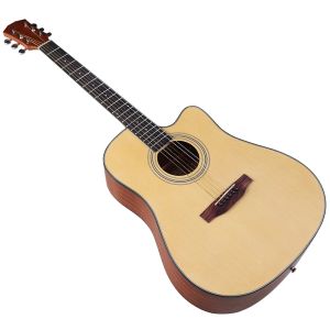 Gitaar 41 inch matte afwerking gelamineerd sparrenhouten bovenblad akoestische gitaar lindehouten achter- en zijkant Cutaway ontwerp 6-snarige folkgitaar